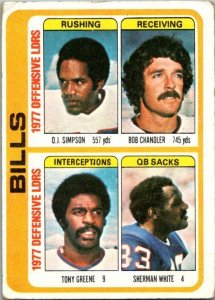 1978 Topps Football Card '77 Team Leaders Simpson Chandler Green Bills s...