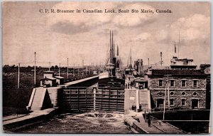 Sault Ste. Marie Ontario Canada, CPR Steamer Canadian Lock, Maritime, Postcard