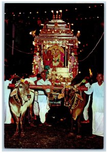 Singapore Postcard Silver Chariot of the Chettiar Temple 1967 Vintage Posted