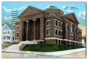 1922 City Temple Building Stairs To Entrance Sioux Falls South Dakota Postcard
