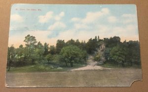 VINTAGE USED 1910 PENNY POSTCARD MT. SIMON, EAU CLAIRE, WISC. CREASED