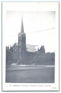 c1940's St. Lawrence Catholic Church Muncie Indiana IN Gloss Tone Postcard 