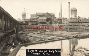 CA, Samoa, California, RPPC, Logging Saw Mill & Log Pond, Photo