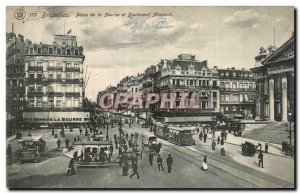 Old Postcard Brussels Place de la Bourse and Boulevard Finspach