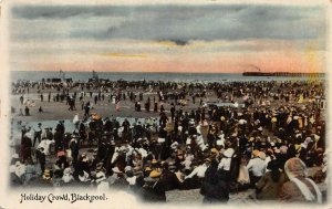 Holiday Crowd on the Beach, Blackpool, England, Early Postcard, Unused