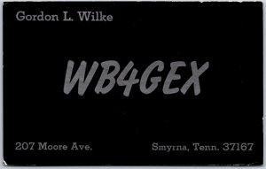 1967 QSL Radio Card Code WB4GEX Smyrna Tennessee Amateur Station Posted Postcard