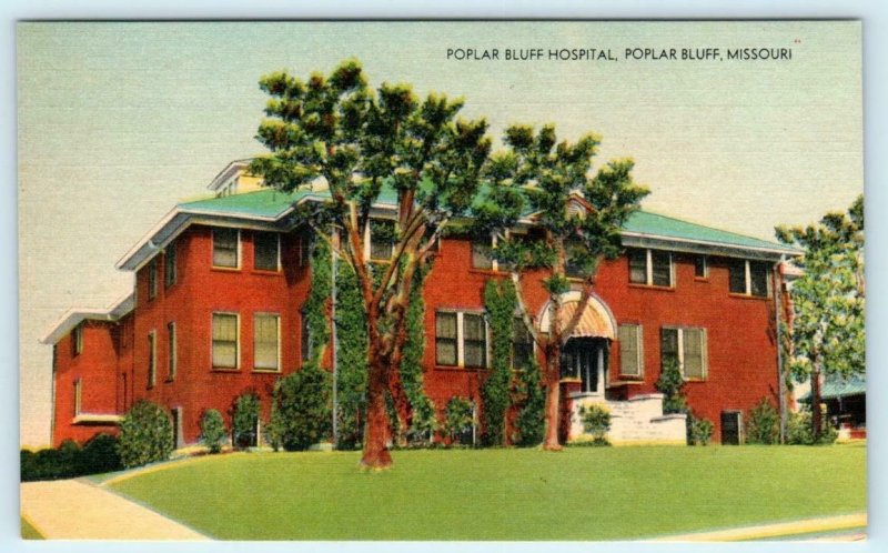 POPLAR BLUFF, Missouri MO ~ POPLAR BLUFF HOSPITAL ca 1940s Linen Postcard