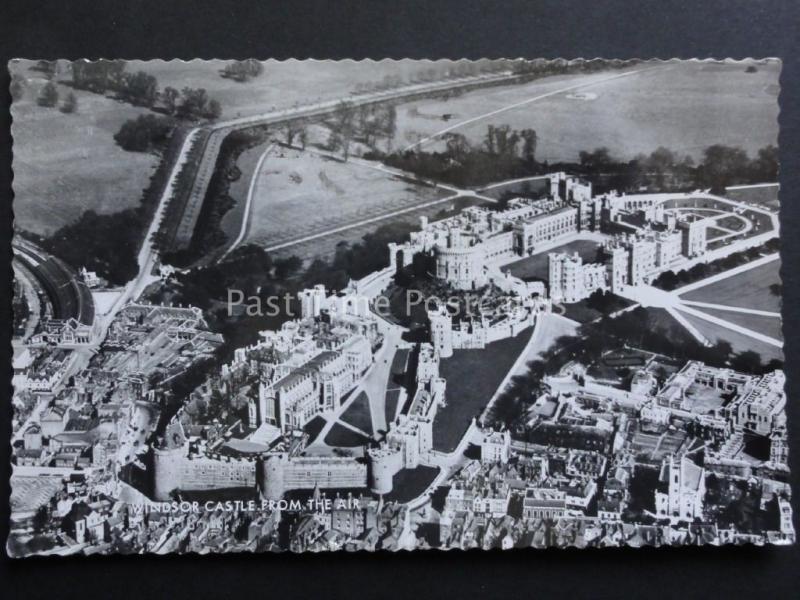 London: AERIAL VIEW Windsor Castle c1953 RP Postcard