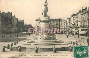 Postcard Old Bordeaux Gambetta Monument Les Allees de Tourny