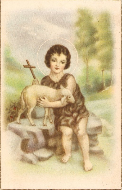 St. John with the lamb Nice vintage Spanish religious postcard