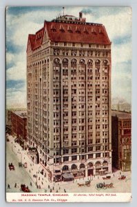 1908  Masonic Temple  Chicago  Illinois  Free Masons    Postcard