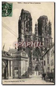 Old Postcard Toul Hotel and Cathedral