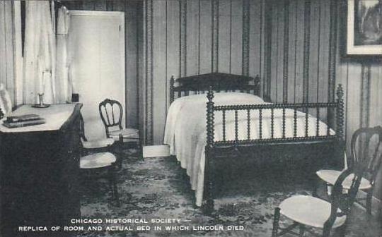 Illinois Springfield Replica Of Room And Actual Bed In Which Lincoln Died Chi...