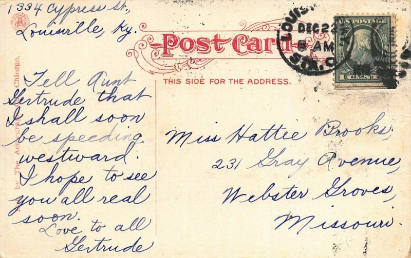 LOUISVILLE KY~CHRISTENSEN SPRING IN CHEROKEE PARK~1910S POSTCARD SPELLING ERROR