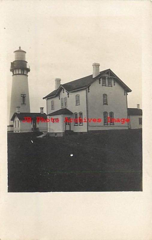 OR, Newport, Oregon, RPPC, Yaquina Light House & Keepers House, Photo 