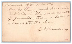 Belmond Iowa IA Clarion IA Postal Card Mrs. Hathaway Letter 1876 Posted Antique