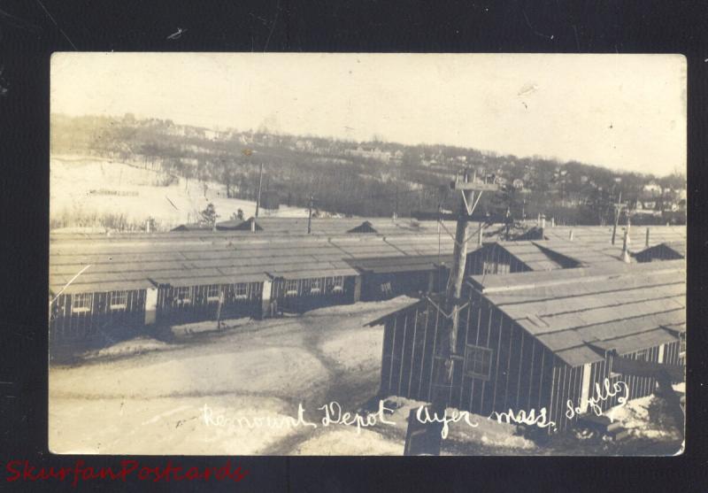 RPPC AYER MASSACHUSETTS RAILROAD DEPOT TRAIN STATION MASS REAL PHOTO POSTCARD