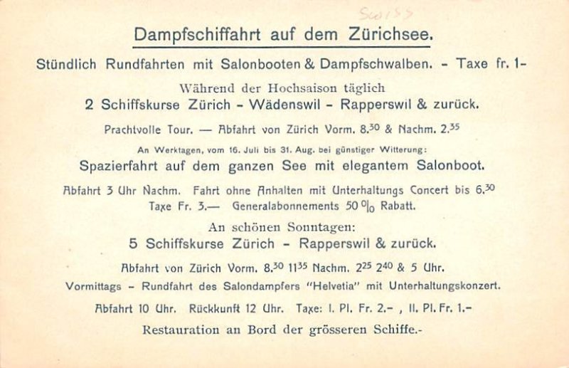 Der Zurich See Switzerland Unused 