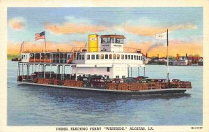 Diesel Electric Car Ferry Algiers Louisiana linen postcard