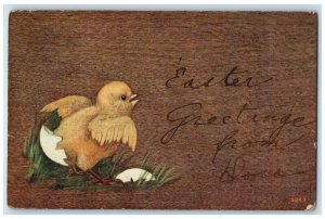 1909 Easter Greetings Hatched Egg Chick Springfield Illinois IL Antique Postcard