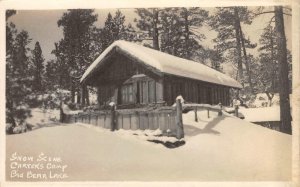 RPPC Snow Scene CARTER'S CAMP Big Bear Lake, Pine Knot, CA Vintage Postcard