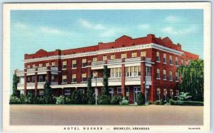 BRINKLEY, Arkansas  AR   Roadside HOTEL RUSHER  ca 1940s Linen  Postcard