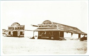 Vista Mercantile Co & Garage on Santa Fe Ave 1912 Postcard RPPC