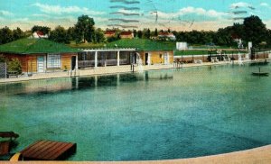 Swimming Pool & Tennis Court, Sunset Park, Middletown, Ohio Vintage Postcard P5