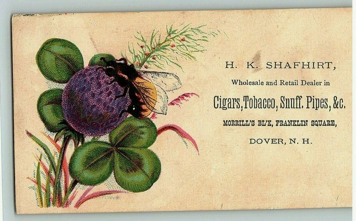H K Shafhirt & Co Cigars Tobacco Snuff Pipes Victorian Calling Card
