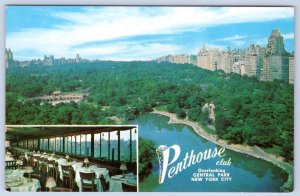 1950's PENTHOUSE CLUB RESTAURANT NEW YORK CITY VINTAGE CHROME POSTCARD