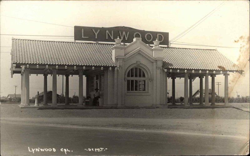 Lynwood California CA Los Angeles Co. Pacific Electric Depot Train Station RPPC