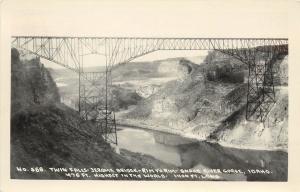 RPPC W.Andrews 568 Twin Falls Jerome Bridge Snake River Gorge ID World's Highest