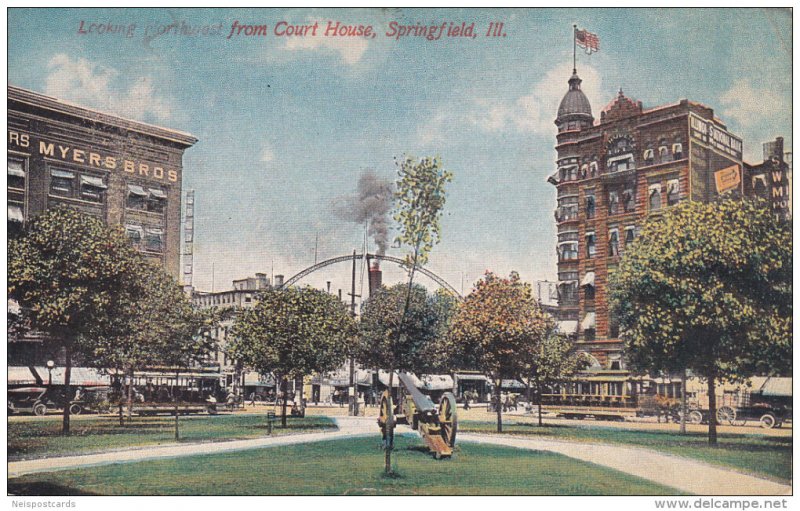 Looking Northwest from Court House, Springfield, Illinois, PU-1913