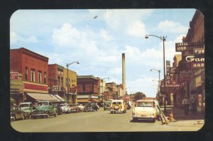 LARAMIE WYOMING DOWNTOWN STREET SCENE 1950's CARS STORES VINTAGE POSTCARD