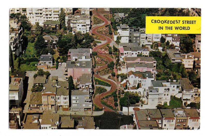 San Francisco CA St The Crookedest Street in the World Lombard St Vntg Postcard