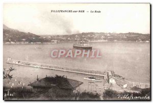 Old Postcard Villefranche Overlooking the Bay Boat