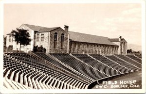 RPPC Field House  Stadium Seats University Colorado Boulder Real Photo Postcard