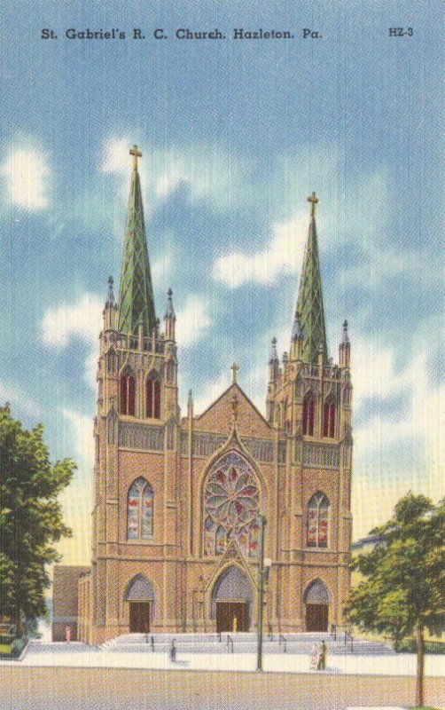 Postcard St Gabriel's R.C. Church Hazleton PA