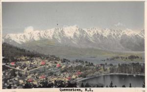 Queenstown New Zealand Birds Eye View Tinted Real Photo Antique Postcard J59053