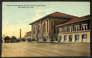 DENVER RIO GRANDE WESTERN PACIFIC DEPOT SALT LAKE CITY UTAH TRAIN DEPOT POSTCARD