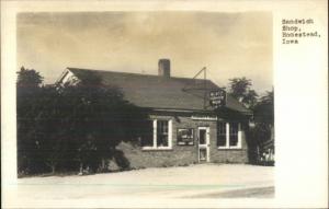 Homestead Iowa IA Sandwich Shop Real Photo Postcard BLATZ BEER