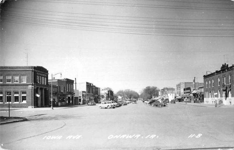 Onawa Iowa Avenue Street Scene Real Photo Antique Postcard K91032