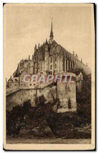 Old Postcard La Douce France Mont Saint Michel Ramparts And & # 39Abbaye