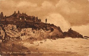 High Waves at Lovers' Point, Pacific Grove, California ca 1910s Vintage Postcard