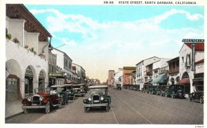 Vintage Postcard State Street Buildings Santa Barbara California Western Publ.