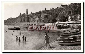 Menton - Caravan - The Sablettes Beach and Old Town - Old Postcard