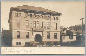 FITCHBURG MA POLICE STATION ANTIQUE REAL PHOTO POSTCARD RPPC