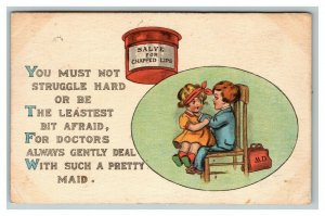 Vintage 1900's Comic Postcard Children Medical Rare Stamp