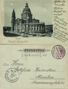 hungary, BUDAPEST, Bazilika, Cathedral (1898) Moonlight Postcard