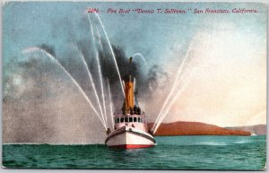 Fireboat Dennis T. Sullivan San Francisco California CA Fire Department Postcard